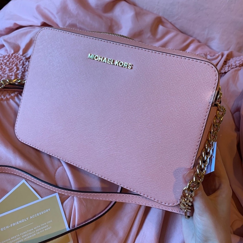 Michael Kors east west crossbody bag pale pink
